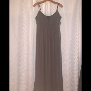 Wired V spaghetti strap maxi/split on the side.